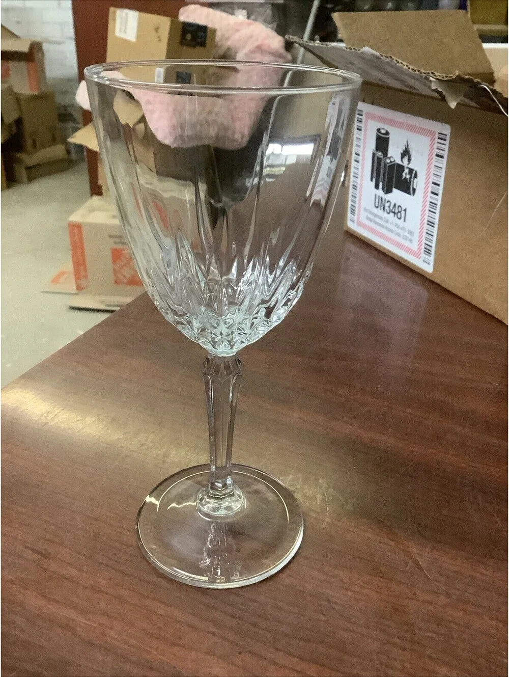 Cristal D'Arques Crystal DIAMANT (Cut Faceted Stem, France)Wine Glass 6 3/4
